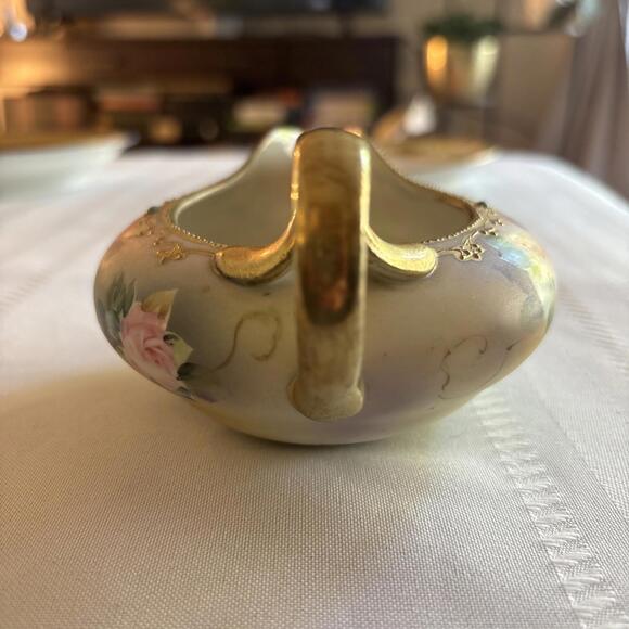 Antique Bavaria Hand Painted Roses Creamer Heavy Gold Trim Porcelain Pitcher - Picture 5 of 9